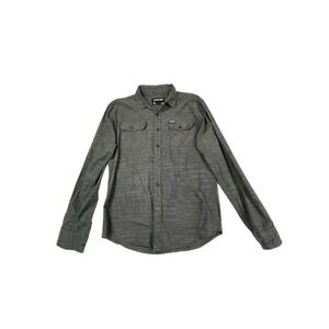 Zoo York Button Down Shirt Men's Medium Gray Stripe Cotton Skate Streetwear